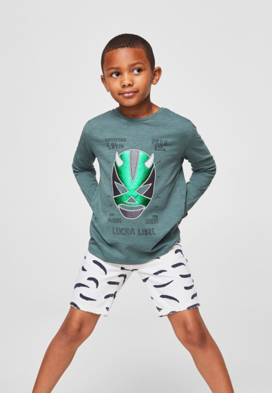 Printed cotton-blend t-shirt