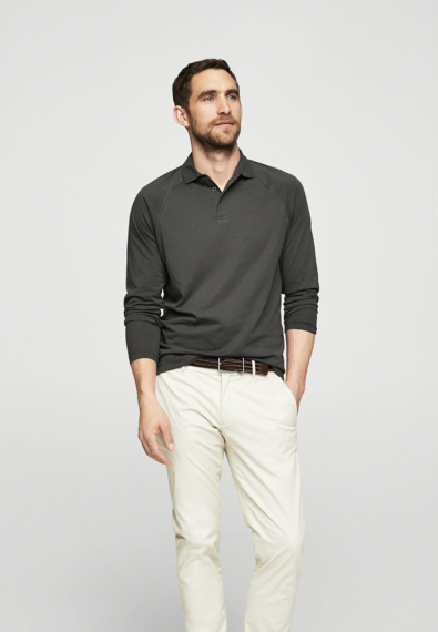 Long sleeves cotton polo